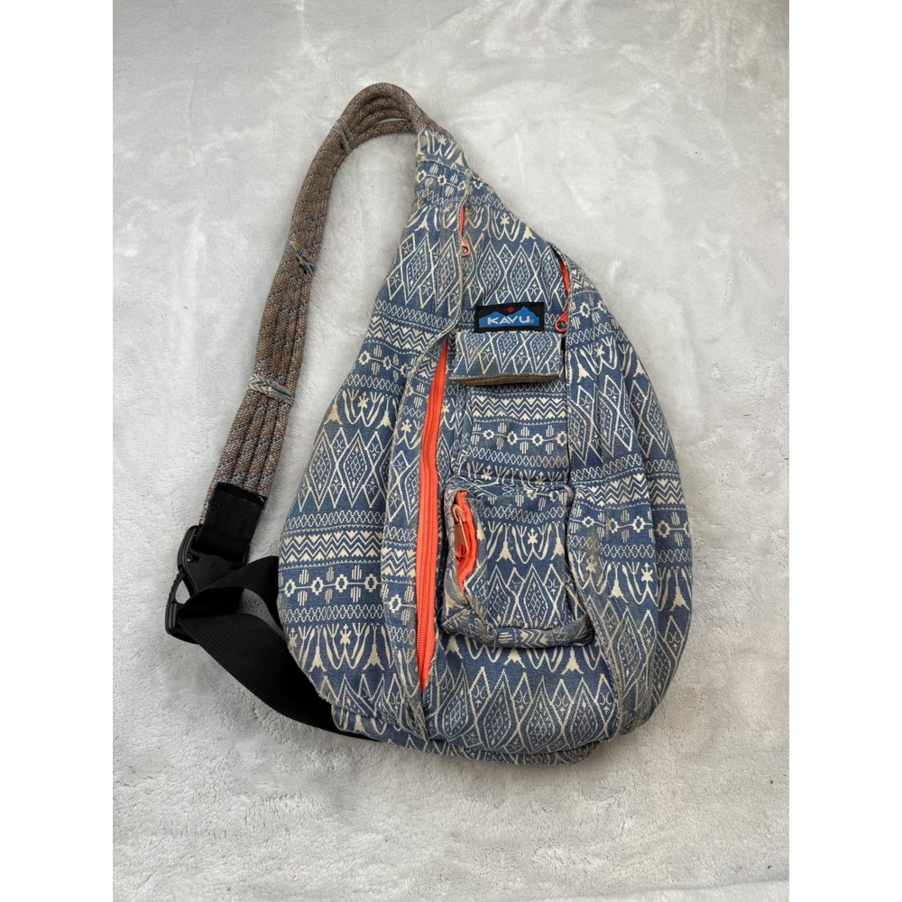 KAVU Rope‎ Sling Bag Aztec Blue Beige Crossbody Backpack Shoulder Bag